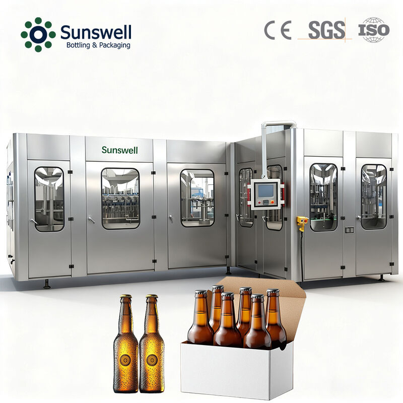 3-in-1 Automatic Glass Bottle Filling Machine for Beer Carbonated Drinks