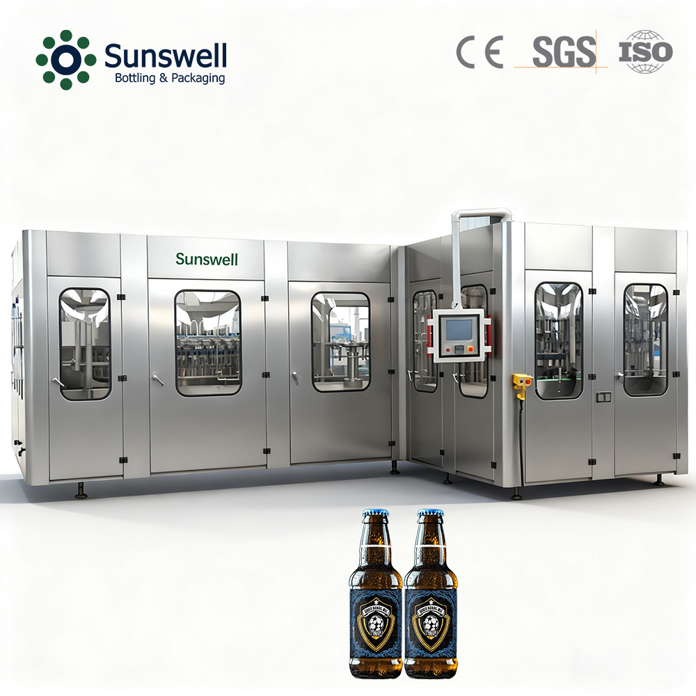 Automatic 3-in-1 Glass Bottling & Filling Machine for Beer Production